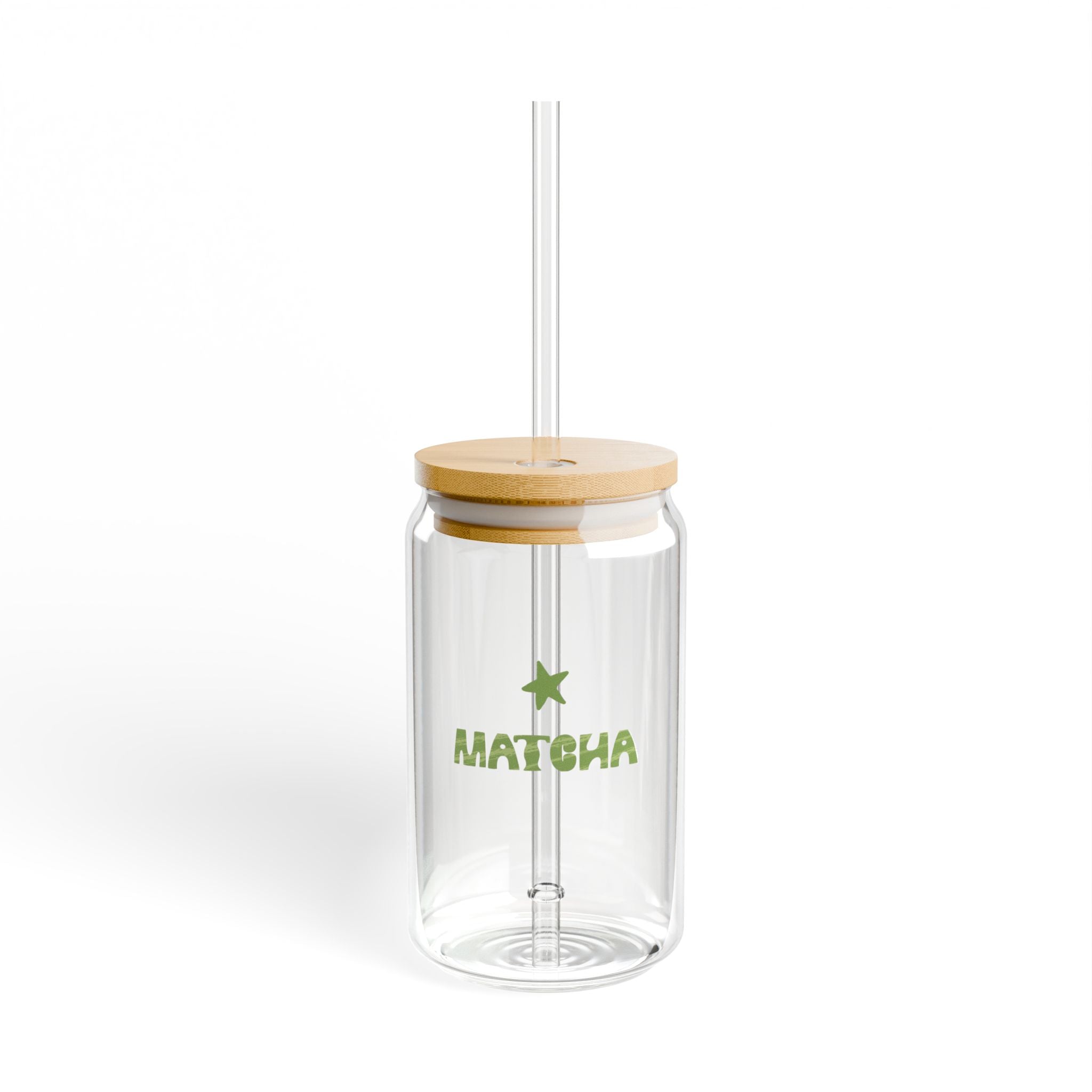 Matcha Glass Cup with Lid and Straw