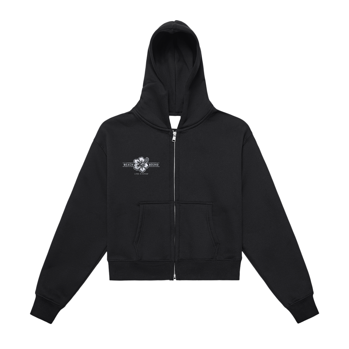 Fleeced Zip-Up Cropped Hoodie